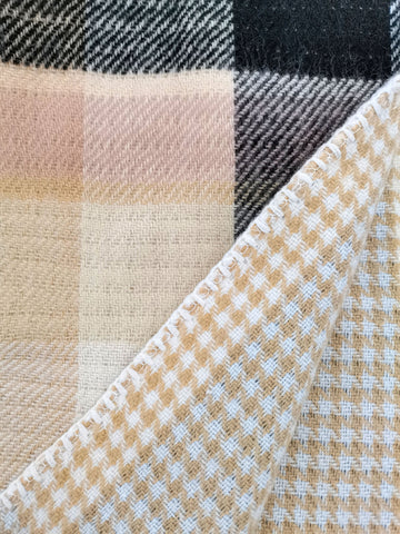 Neutral Plaid Belt Shawl Wrap